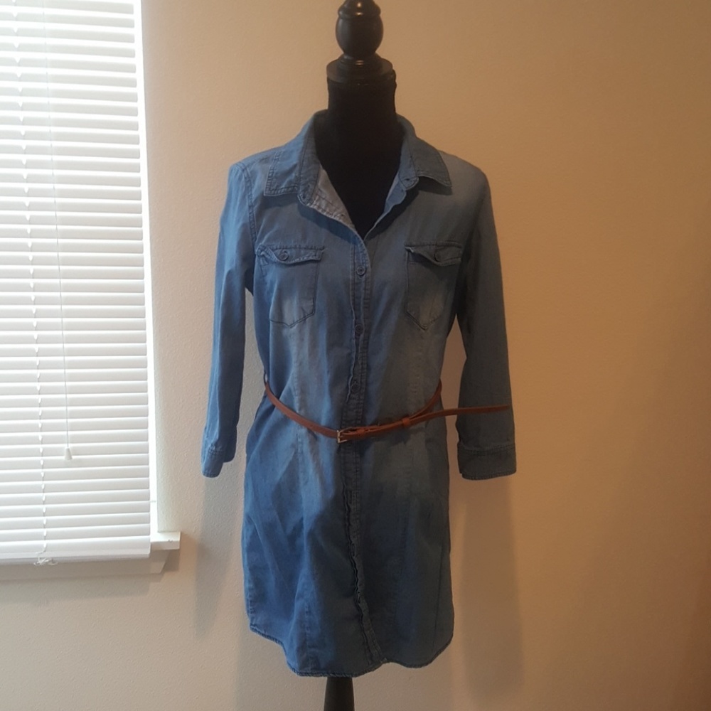 Denim button down dress